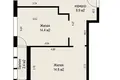 2 room apartment 53 m² Minsk, Belarus